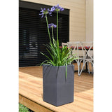Pot de fleur Carré Haut 30 cm - EDA - Volcania Up - 36 L - Intérieur/Extérieur - 29,5 x 29,5 x H. 49,5 cm - Gris Anthracite