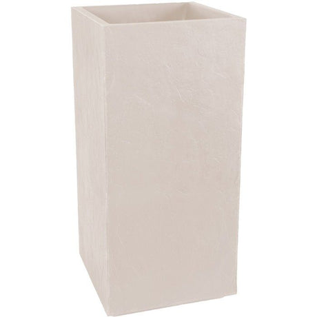 Bac a fleurs Carré Haut 40 cm - EDA - Volcania - 31 L - Intérieur/Extérieur - 39,5 x 39,5 x H. 80 cm - Beige Calcaire