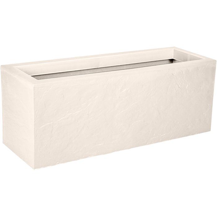 Jardiniere - EDA - Volcania Up - 57 L - Intérieur/Extérieur - Décor Pierre - 79,5 x 29,5 x H. 29,5 cm - Beige Calcaire