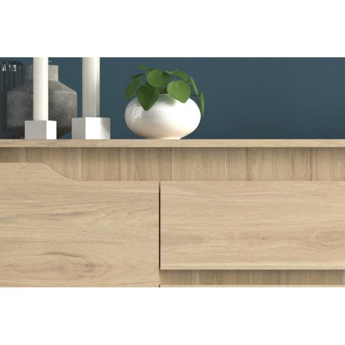 Buffet Bas BETTY - Chene Dakota - 4 portes, 1 tiroir - 185 x 46 x 85,5 cm