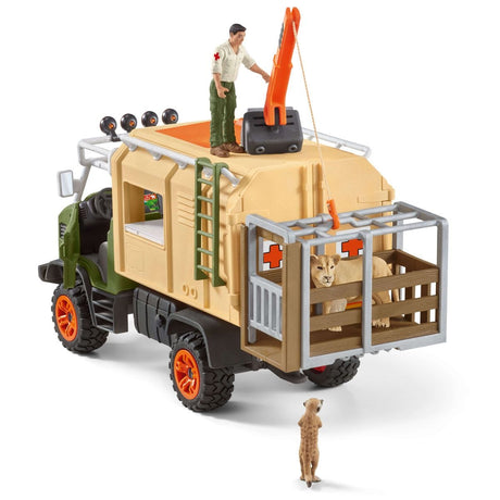 Gros camion de sauvetage d'animaux, coffret de jeu de 45 pieces avec 2 figurines d'animaux, 1 figurine de ranger articulée et des