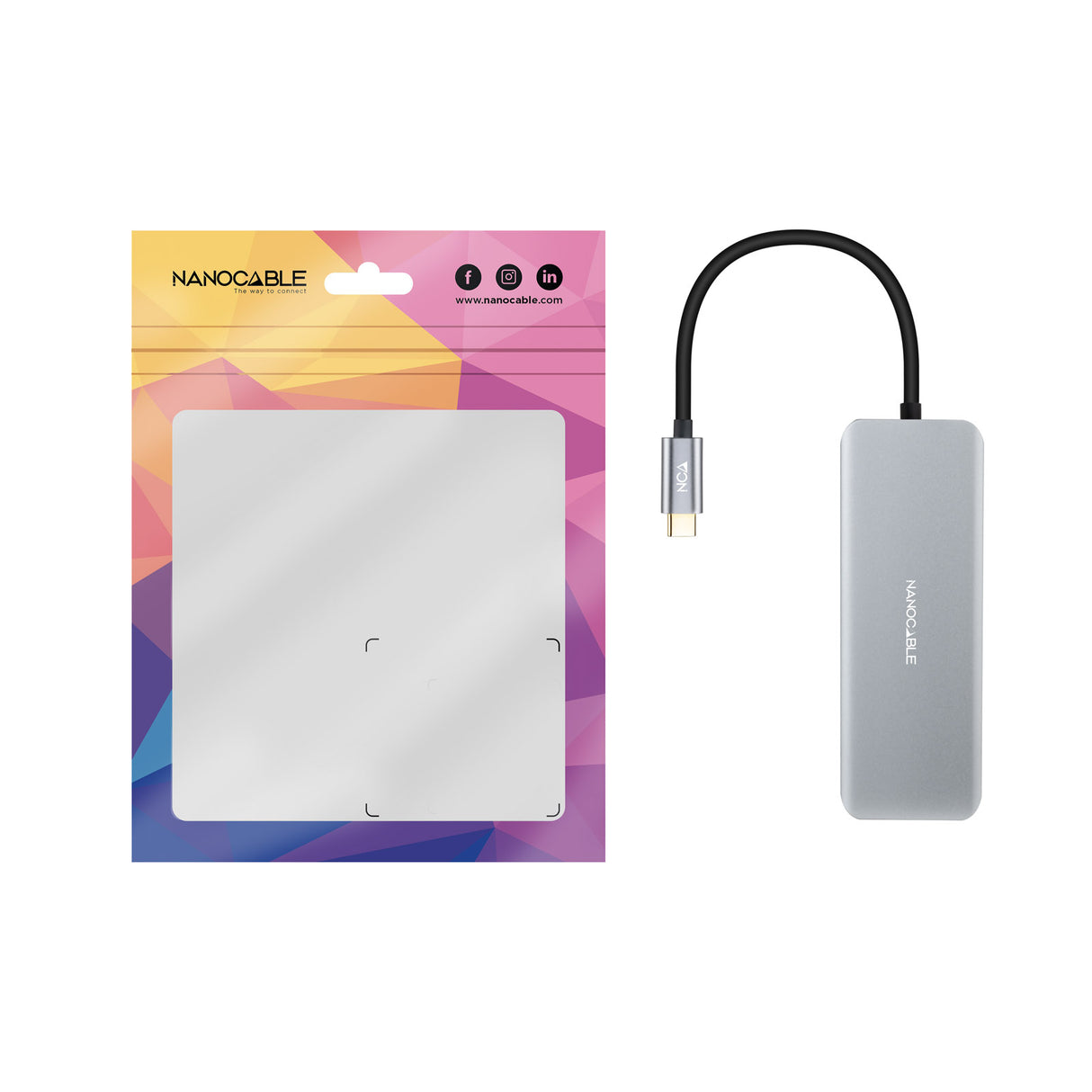 Hub USB-C 3.2 Nanocable vers HDMI, USB Type A/C (Gris)