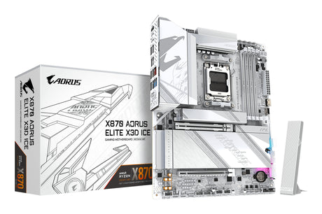 Carte mere - GIGABYTE - X870 A ELITE X ICE X870 X3D - Format ATX - Chipset AMD X870 - DDR5 & PCIe 5.0