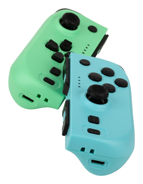 Manettes Joypads - Nintendo Switch et Switch OLED - KONIX - Autonomie 8 h - Fonction vibration - Vert et bleu