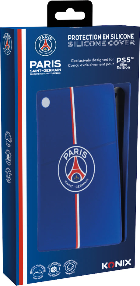 Façade de protection - KONIX - PSG - PS5 Slim - Silicone - Antichoc - Anti-rayures - Bleu
