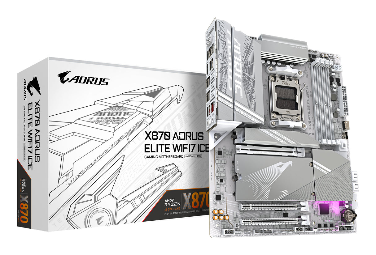 Carte Mère Gigabyte X870 Aorus Elite WiFi7 Ice (AMD AM5)