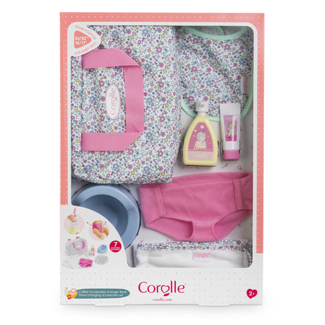Accessoires poupons - COROLLE - Coffret Accessoires a Langer Floral - 7 accessoires - des 2 ans