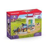 Box pour cheval avec jument et poulain, coffret schleich avec 34 éléments inclus dont 2 chevaux schleich, coffret figurines pour