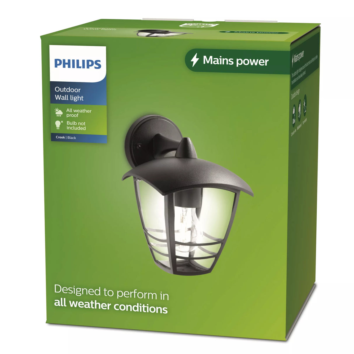 Applique murale extérieure - PHILIPS - Creek - Orientation vers le bas - Noir - IP44