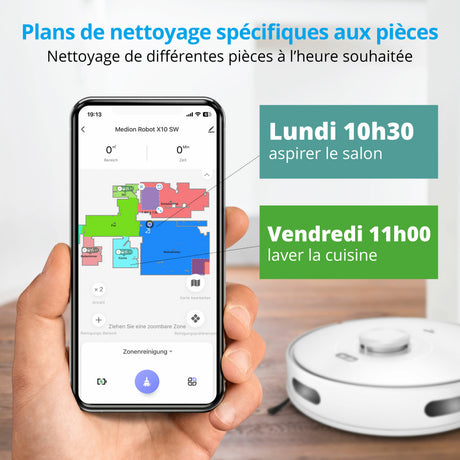 Aspirateur laveur robot X10 SW MEDION MD11782 - 120 min - 2700 Pa - 400 ml - Blanc