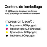 Pack 4 Cartouches d'encre HP 953 (Noir, Couleurs)