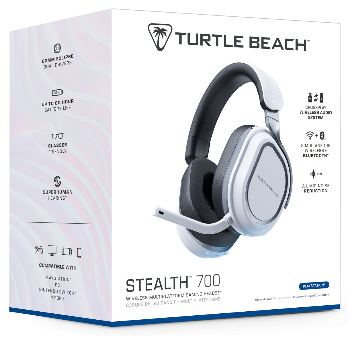 Casque gaming sans fil - Turtle Beach Stealth™ 700P (Gen3) - Blanc - PS5, PS4, PC, mobile, 60mm, Bluetooth, 80h