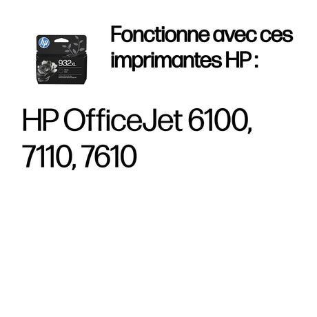HP 932XL Cartouche d'encre noire grande capacité authentique (CN053AE) pour HP OfficeJet 6100/6600/6700/7100/7510/7610