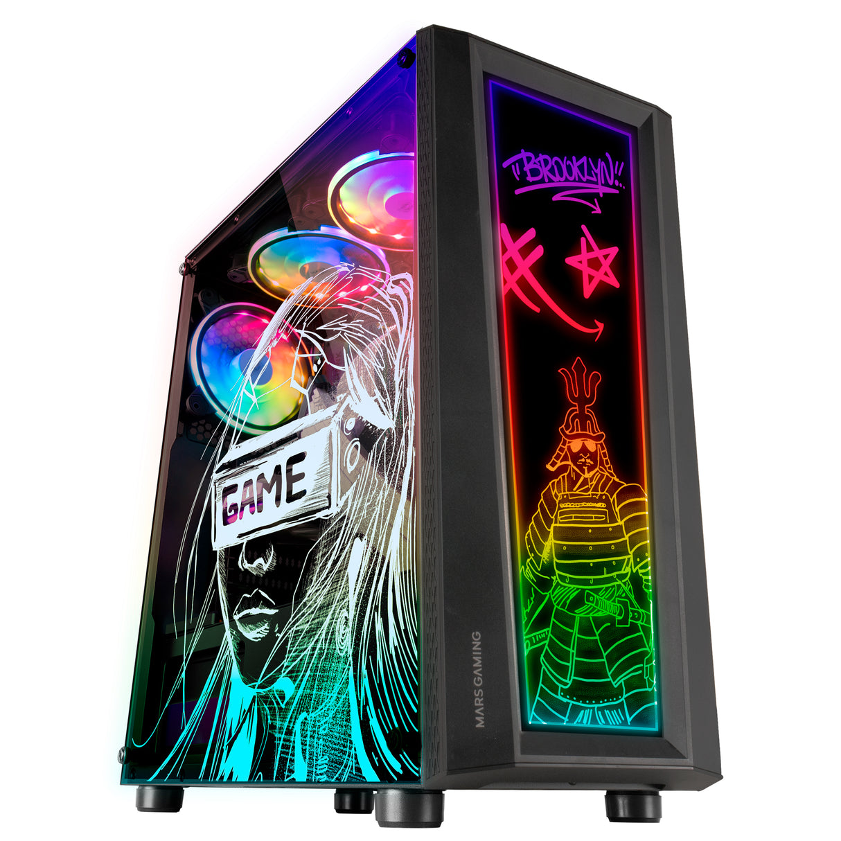 Boitier Moyen Tour ATX Mars Gaming MC-ART RGB avec panneaux vitrés (Noir)