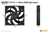 Ventilateur de boitier be quiet! Silent Wings 4 Haute-vitesse - 14cm (Noir)