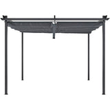 Pergola toit rétractable - KIBA - Structure en acier - Toile en polyester - Gris - 3 x 3 m