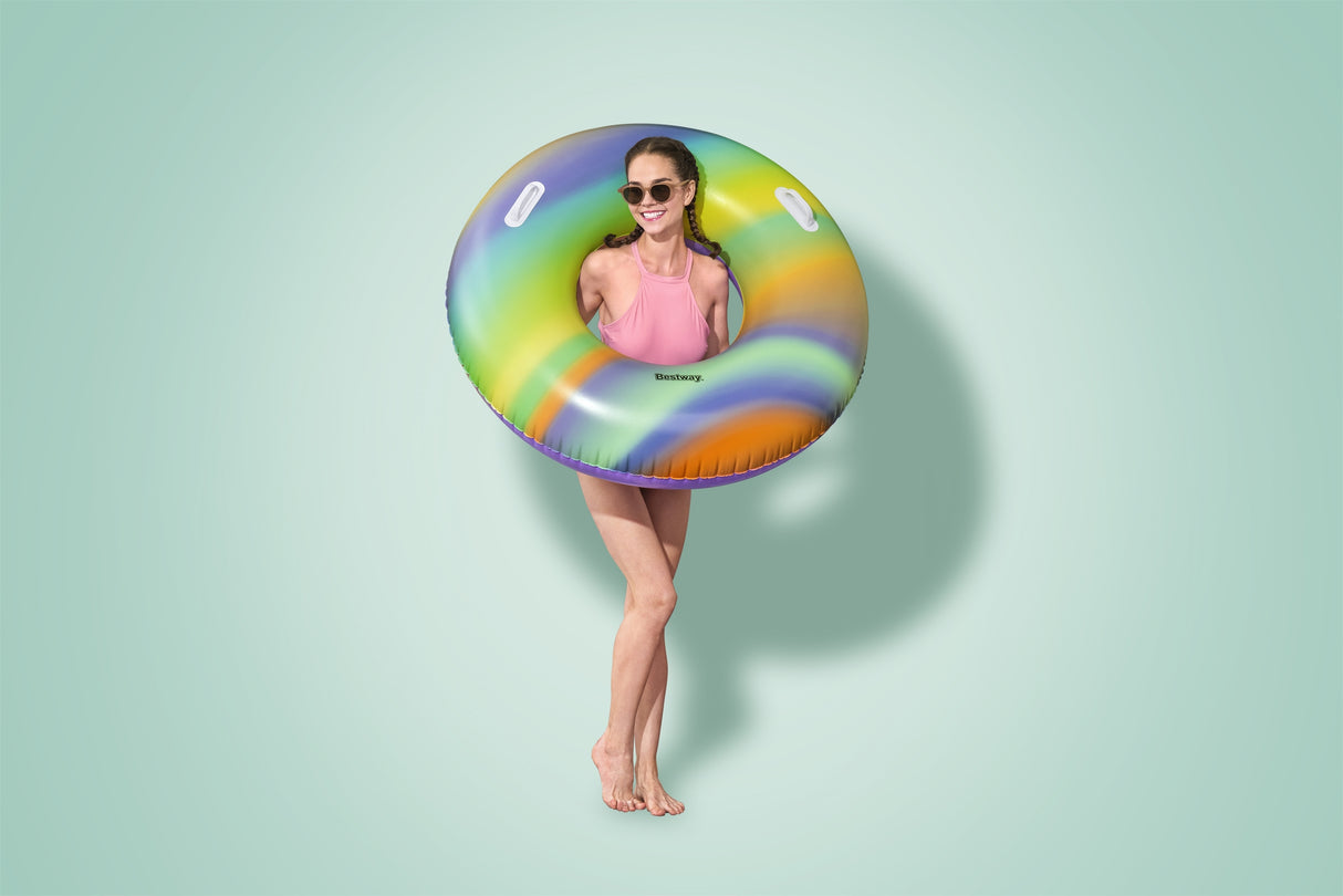 Bouée gonflable - BESTWAY - Rainbow - Diametre 119 cm - Multicolore - Pour enfants a partir de 6 ans