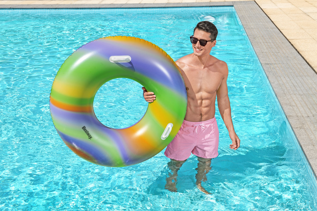 Bouée gonflable - BESTWAY - Rainbow - Diametre 119 cm - Multicolore - Pour enfants a partir de 6 ans
