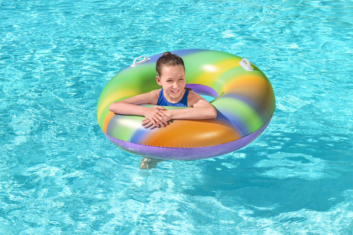Bouée gonflable - BESTWAY - Rainbow - Diametre 119 cm - Multicolore - Pour enfants a partir de 6 ans