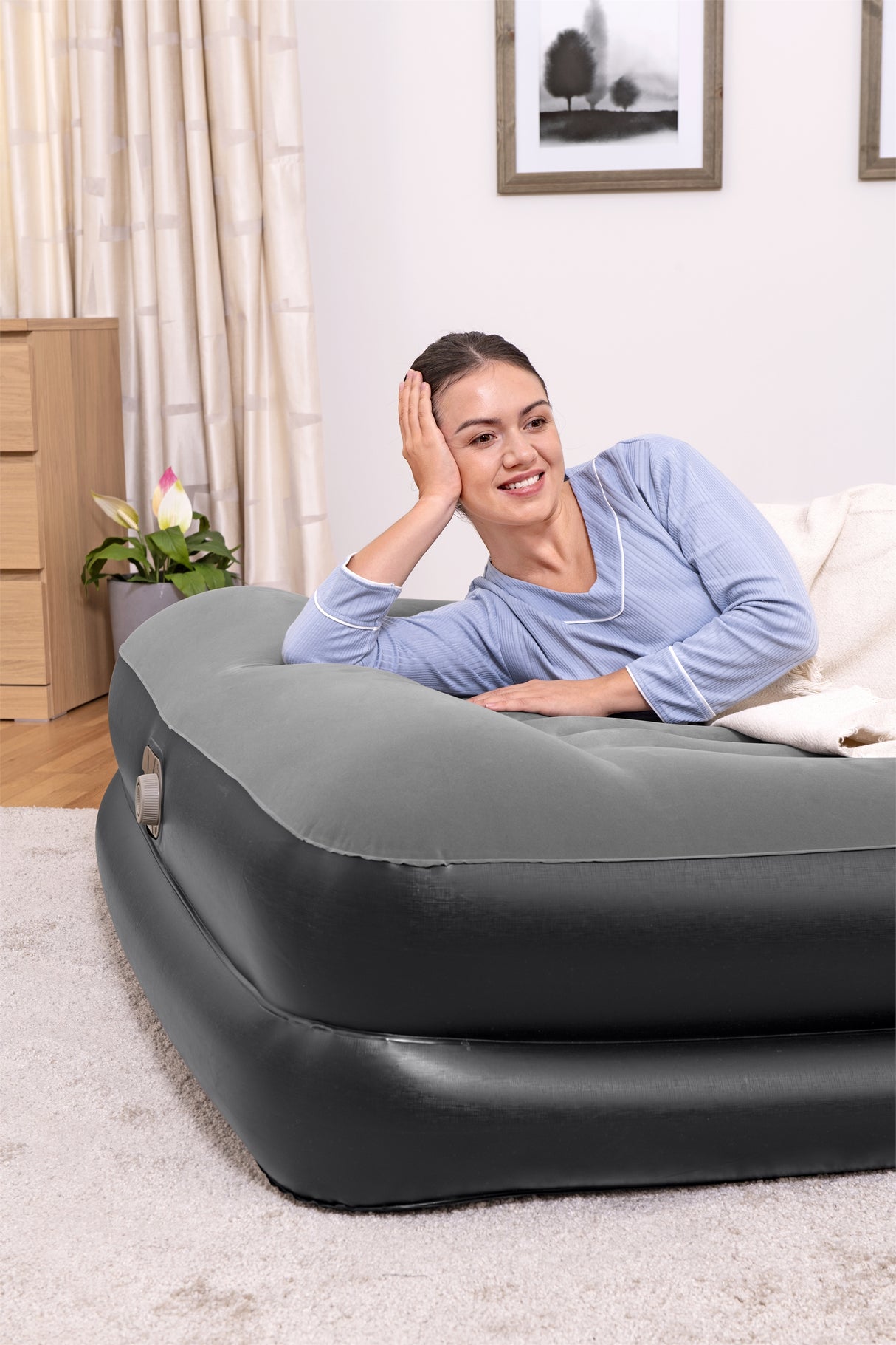 Lit gonflable - BESTWAY - Tritech 2P - 2 places - 203x152x46 cm avec pompe électrique intégrée
