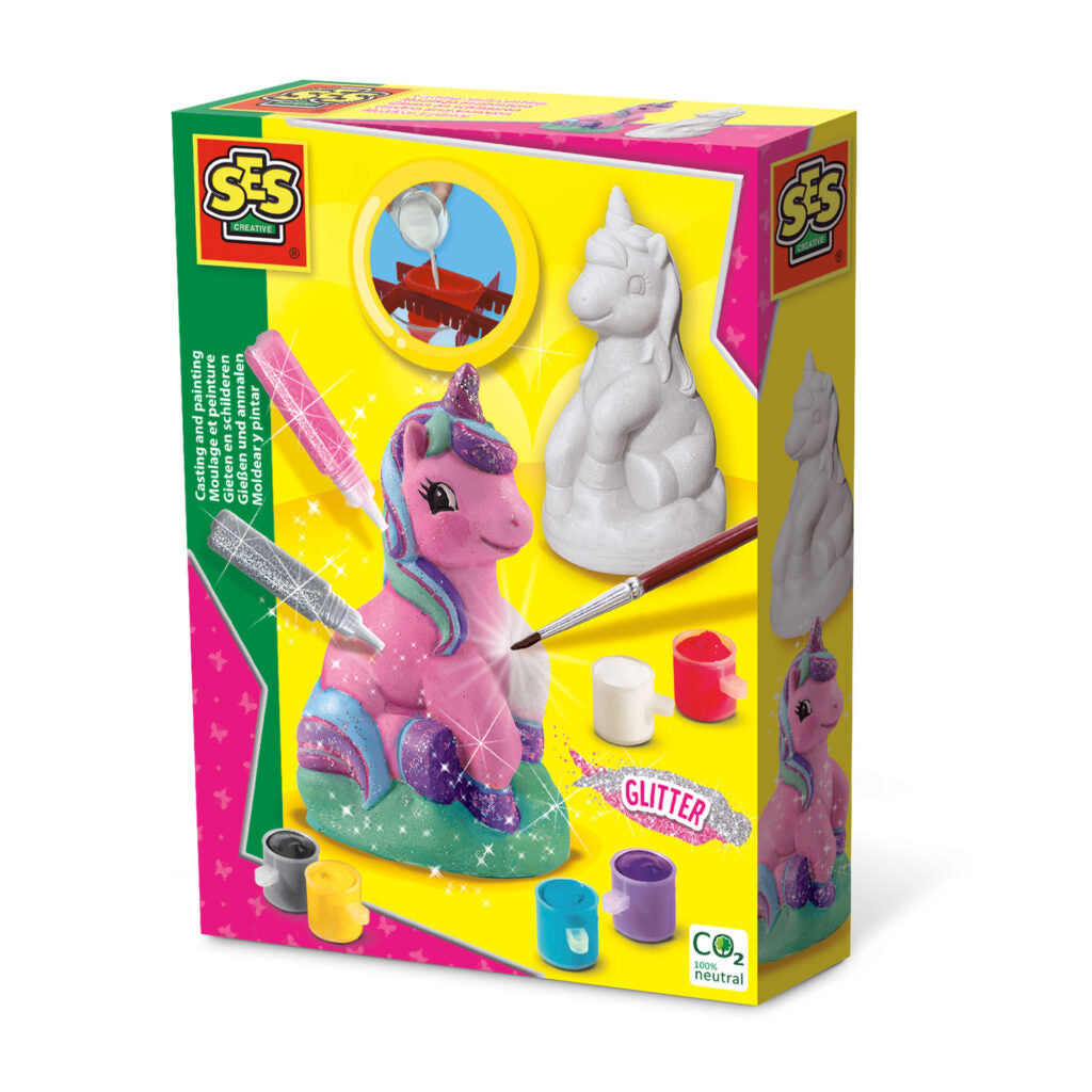 Moulage et peinture - SES CREATIVE - Hobby Pink - Licorne - Kit Créatif Enfant 3D - Crée 3 Licornes Magiques - Age : 5+