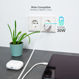 Chargeur secteur TooQ TQWC-GANPD30 1 port USB-C 30W (Blanc)