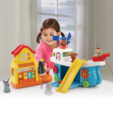 VTECH TUT TUT ANIMO - SUPER BATEAU TOBOGGAN - Jouet pour enfant de 1 a 5 ans avec 5 animaux et un pecheur inclus