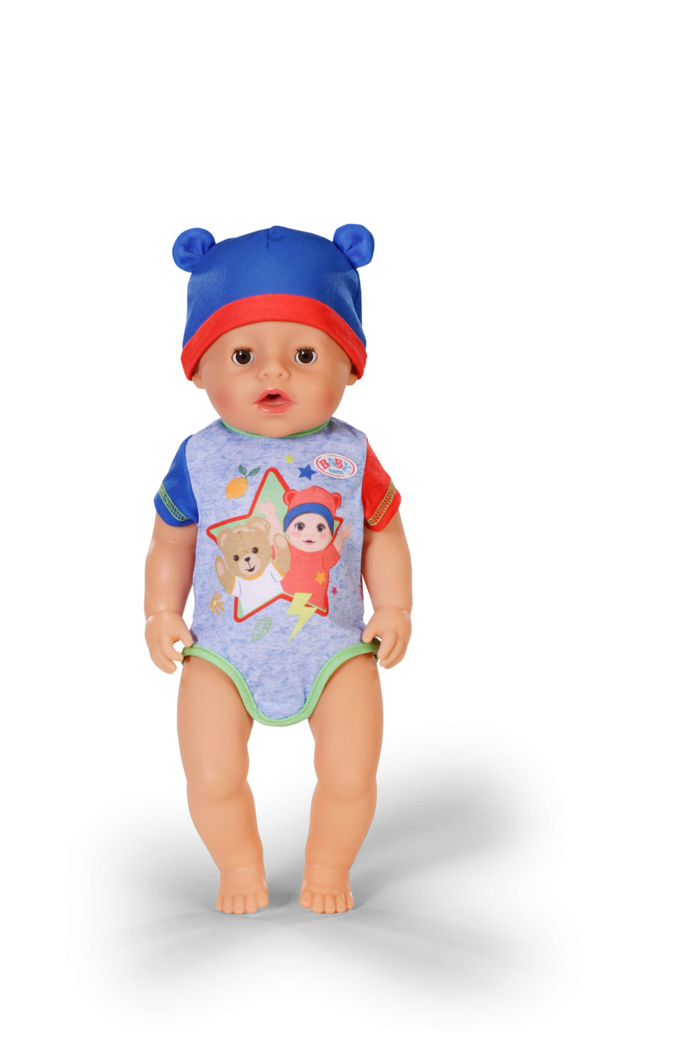 Poupon - BABY BORN - Jonas - 10 fonctions réalistes - 10 accessoires - Bleu et Rouge - 43cm - Des 3 ans