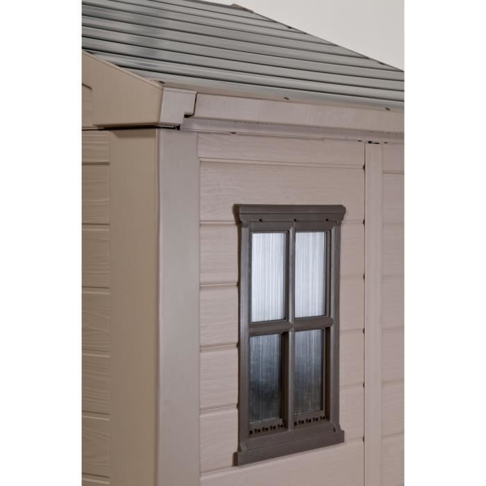 Abri de jardin KETER Factor 4.45, Abri résistant aux intempéries, Marron - 182 x 256.6 x 243 cm