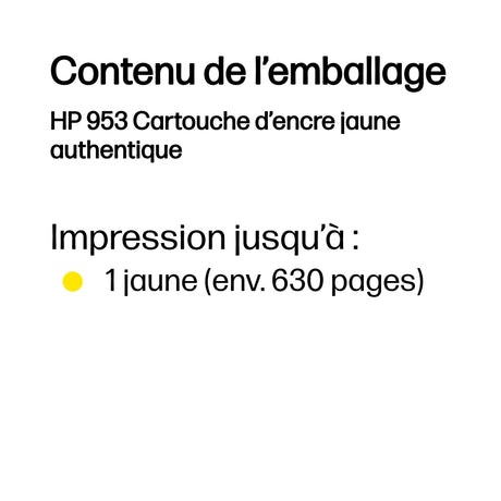 HP 953 Cartouche d'encre jaune authentique (F6U14AE) pour HP OfficeJet Pro 8710/8715/8720