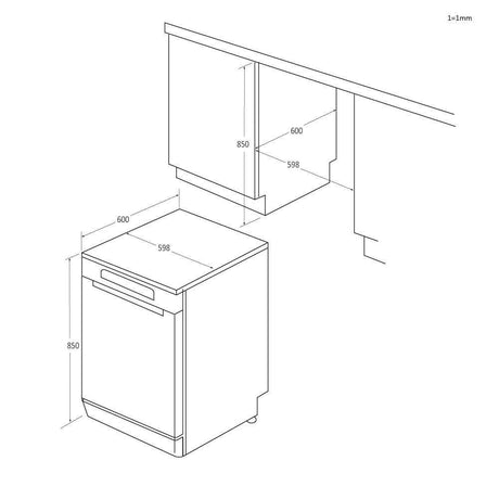 Lave-vaisselle pose libre CANDY CF 4C4F0W? Rapido  - 14 couverts - Induction - L60cm - 44dB - Connecté - Blanc