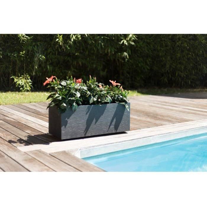 Jardiniere - EDA - Graphit Up - 57 L - Intérieur/ Extérieur - Décor Graphique - 79,5 x 29,5 x H. 29,5 cm - Gris Anthracite