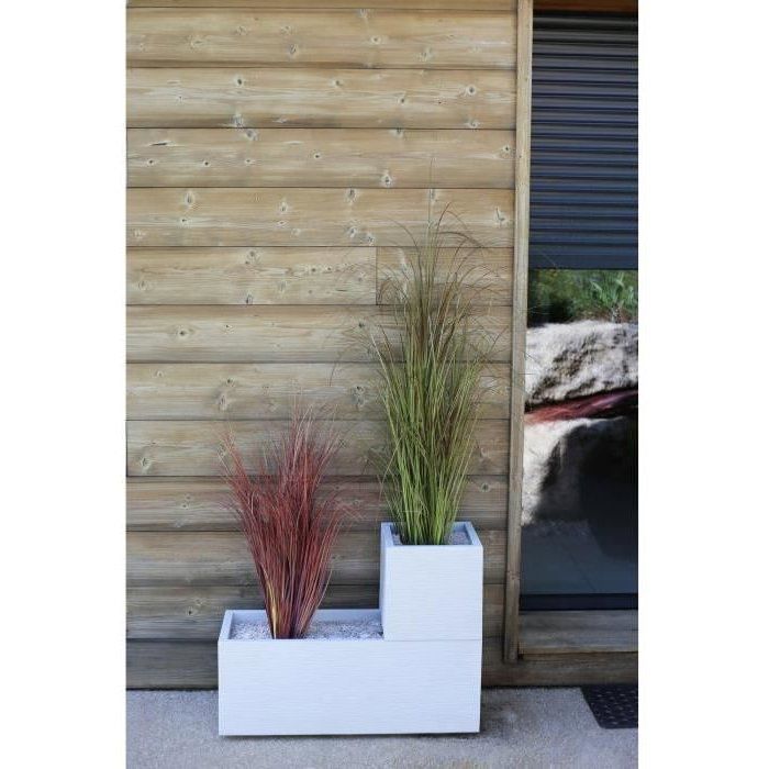 Pot de fleurs Carré 30 cm - EDA - Graphit Up - 21 L - Intérieur / Extérieur - 29,5 x 29,5 x H. 29,5 cm - Blanc Cérusé