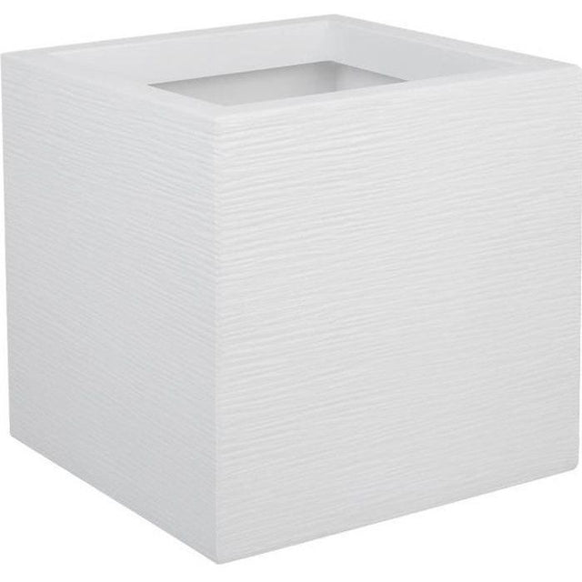 Pot de fleurs Carré 30 cm - EDA - Graphit Up - 21 L - Intérieur / Extérieur - 29,5 x 29,5 x H. 29,5 cm - Blanc Cérusé