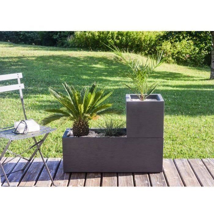 Pot de fleurs Carré 30 cm - EDA - Graphit Up - 21 L - Intérieur / Extérieur - 29,5 x 29,5 x H. 29,5 cm - Gris Anthracite