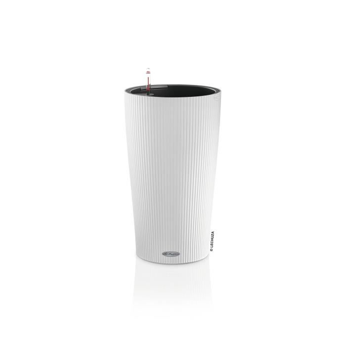LECHUZA Pot de fleurs - Cilindro color 23 - Ř 23 x 41 cm - 6 L - Kit complet - Blanc