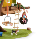 Cabane aventure dans les arbres, coffret de 60 pieces détaillées avec balançoire, 2 figurines d'enfant et figurines d'animaux,