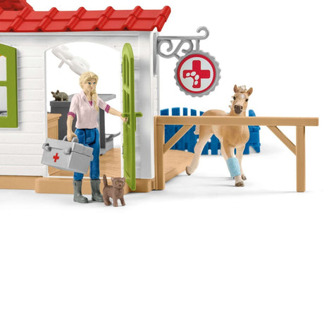 Cabinet vétérinaire avec animaux, coffret de 43 pieces avec figurine vétérinaire, animaux et accessoires, jouets animaux de la