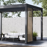 Panneau brise-vue - OMBREA - Ventelles horizontales - 1 m - Aluminium - Anthracite et ventelles finition bois