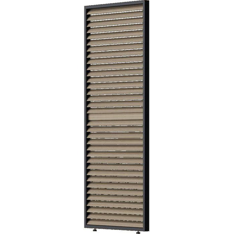 Panneau brise-vue - OMBREA - Ventelles horizontales mobiles - 1 m - Aluminium - Anthracite et ventelles finition bois
