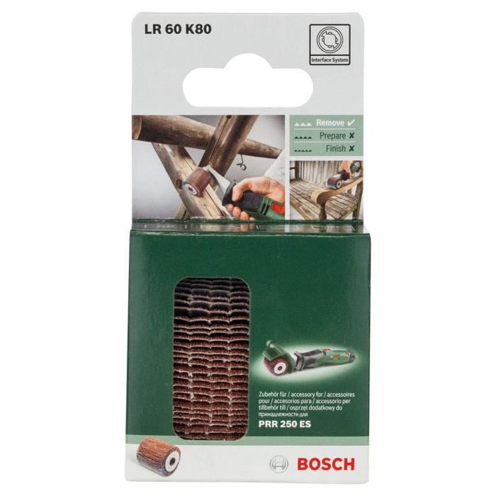 Rouleau a lamelles surface courbe Grain 80 - BOSCH - PRR / TEXORO - Poncer - Bois, Métal et Matiere synthétique
