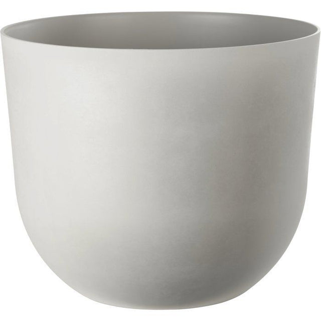 Pot de fleurs rond - GARDEN ID - Swing Rond - Ř 30 - 13 L - H 25 cm - Pierre Blanche