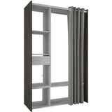Dressing MONTANA - L115/150 x P49,9 x H183 cm - Décor Chene Waterford et gris clair + rideau - DEMEYERE