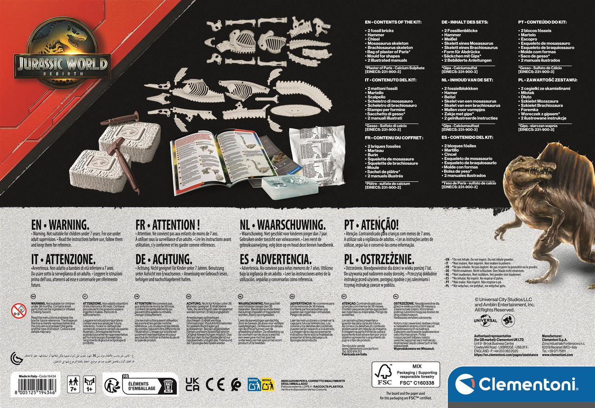 CLEMENTONI - Jurassic World - Dig Kit - Mosasaurus & Brachiosaurus