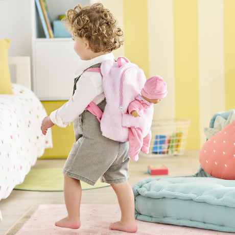 Sac a dos porte-poupon - COROLLE - Peluche rose pour poupon 30 cm - Des 3 ans