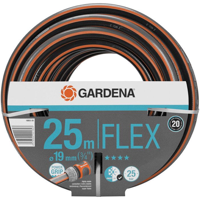 GARDENA Tuyau d'arrosage Comfort FLEX – Longueur 25m – Ř19mm – Anti noeud et indéformable – Garantie 20 ans (18053-20)
