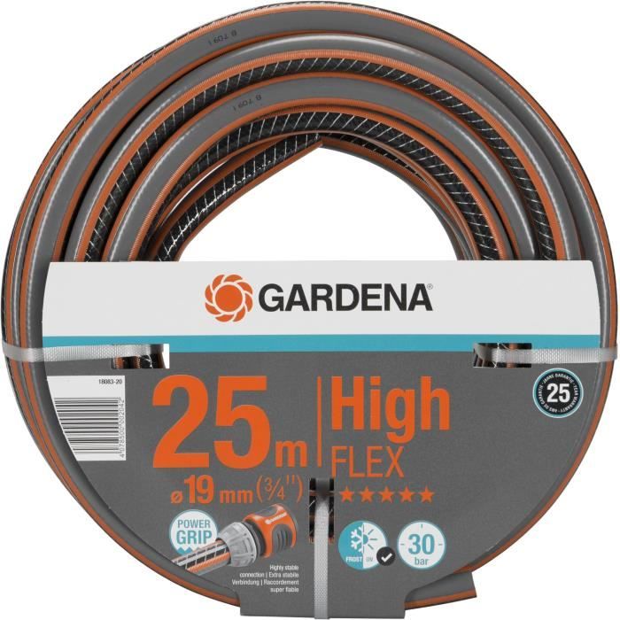Tuyau d'arrosage GARDENA Comfort HighFLEX - Ř19mm - 25m - Anti-noeud et indéformable - Garantie 25 ans