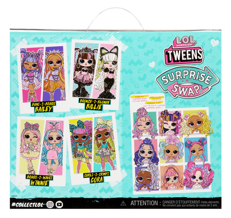 L.O.L. Surprise Tweens Surprise Swap Fashion Doll - Curls-2- Crimps Cora - 1 poupée Tweens 17cm, 1 mini tete a coiffer et des