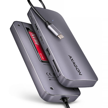 Station d'accueil portable USB-C 3.2 Axagon HMC-6GM2 avec lecteur SSD (Gris)
