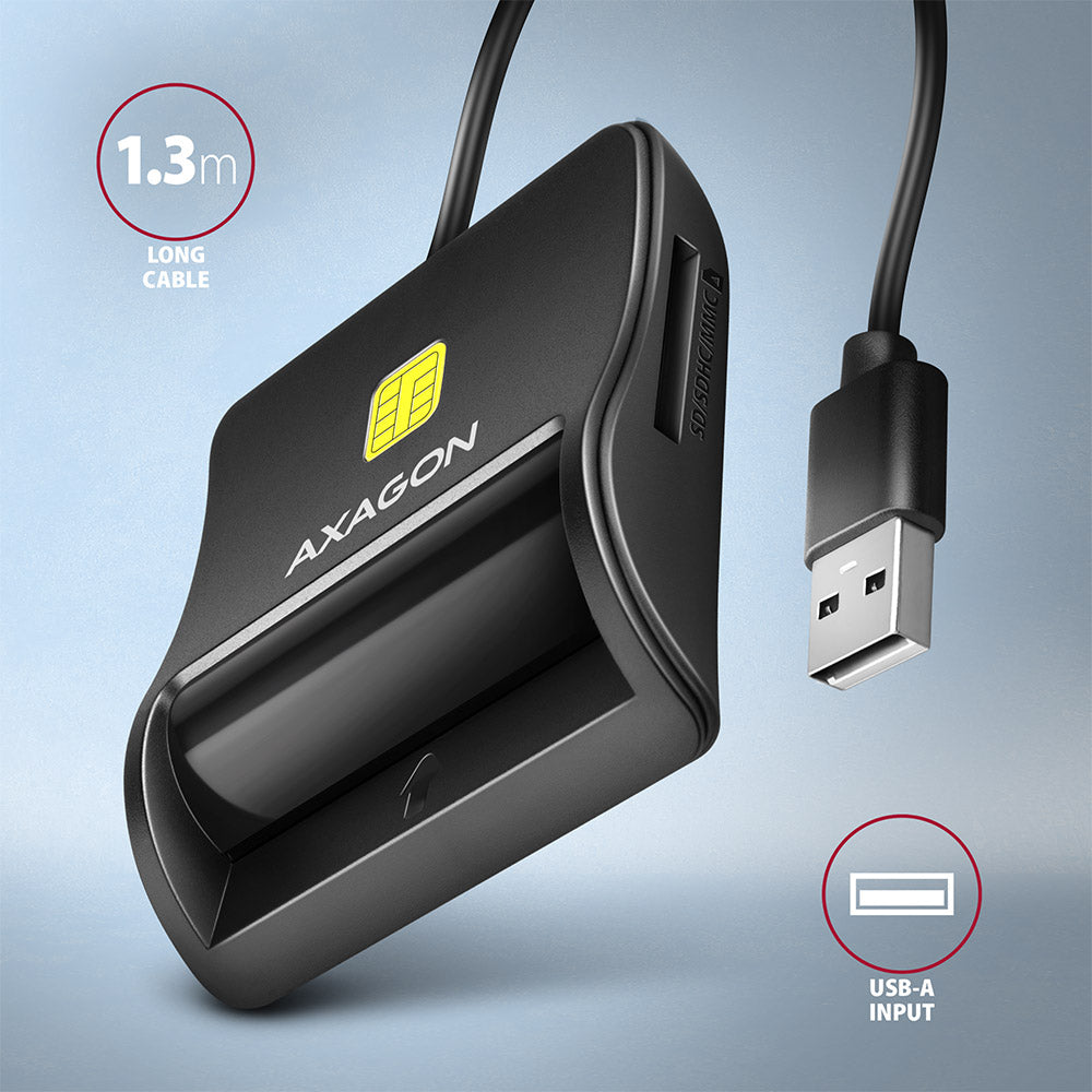 Lecteur de Cartes à puce Axagon CRE-SM3SD USB 2.0